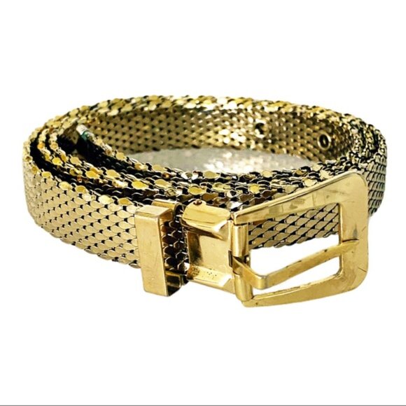 Whiting & Davis Vintage Skinny Gold Mesh Belt - Picture 3 of 7